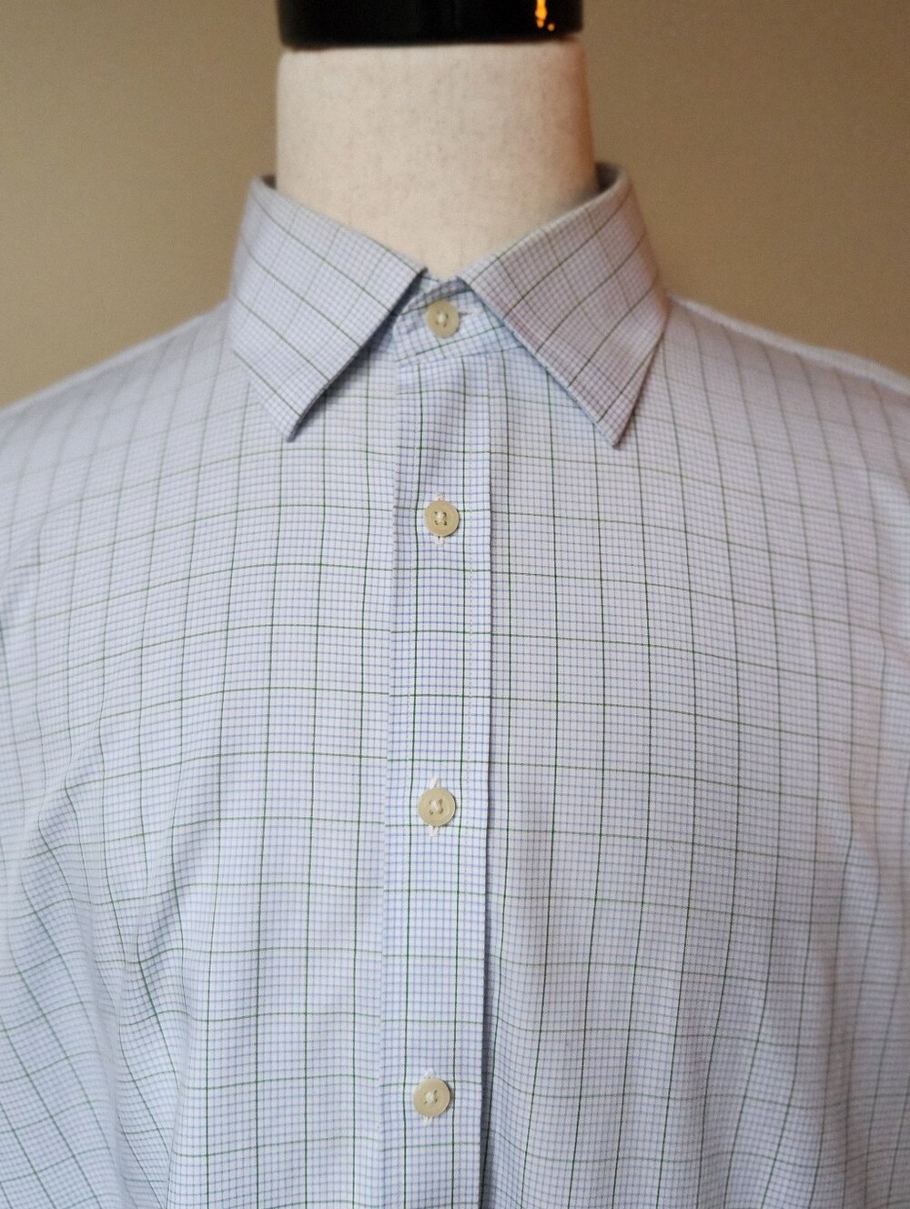 Charles Tyrwhitt Dress Shirt Mens 17.5 36 Light Blue Green Check Plaid Non Iron